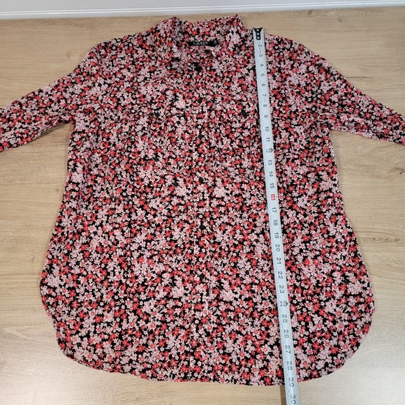 Ralph Lauren LRL Plus Size 1X Ditzy Floral Button Up Girly Professional Work Top - Picture 8 of 8